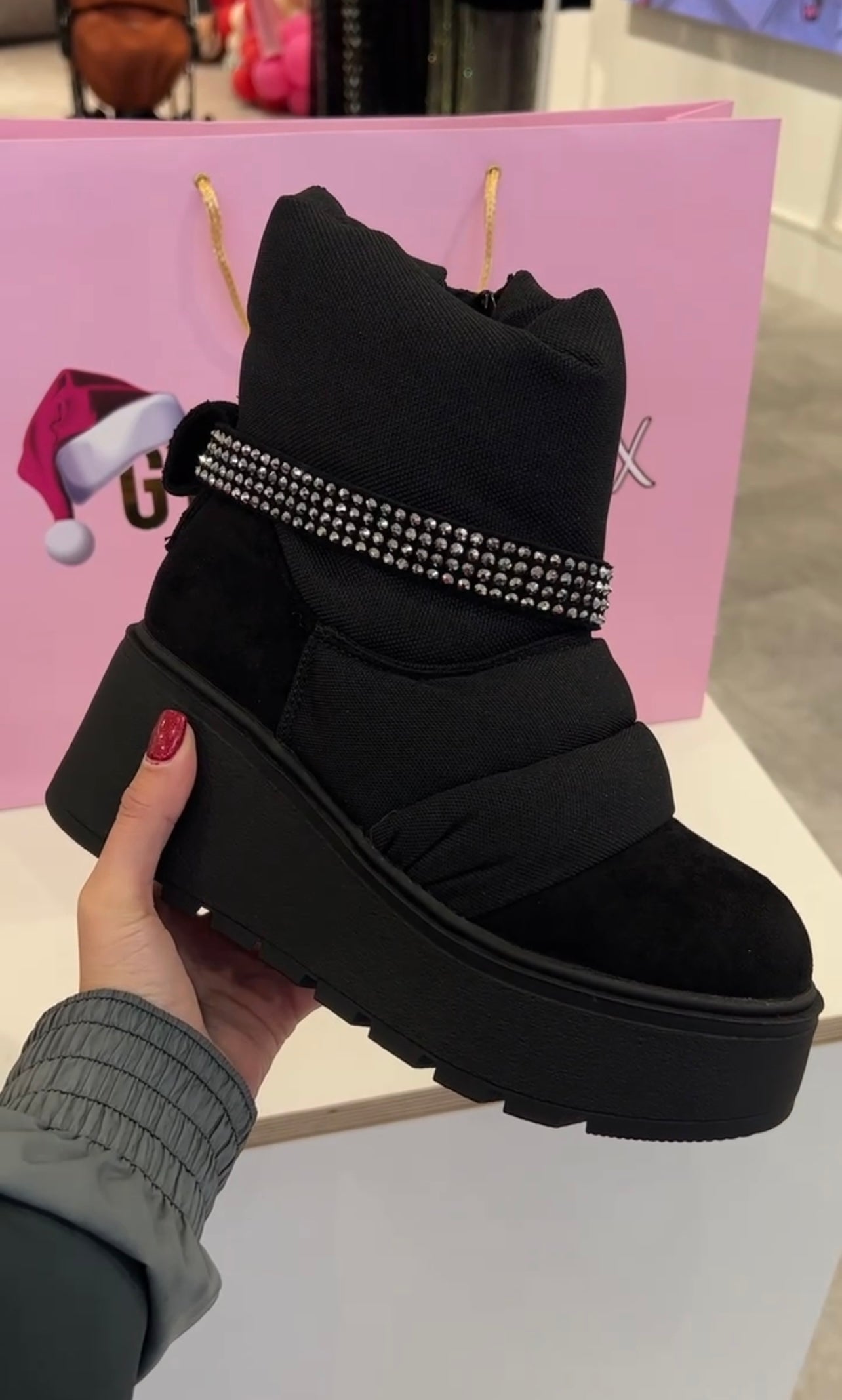 Diamanté Snow Boots - Black
