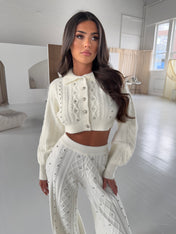 AURORA IVORY CABLE KNIT CARDIGAN
