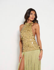 APHRODITE Sequin Fringed Dress (GREEN)