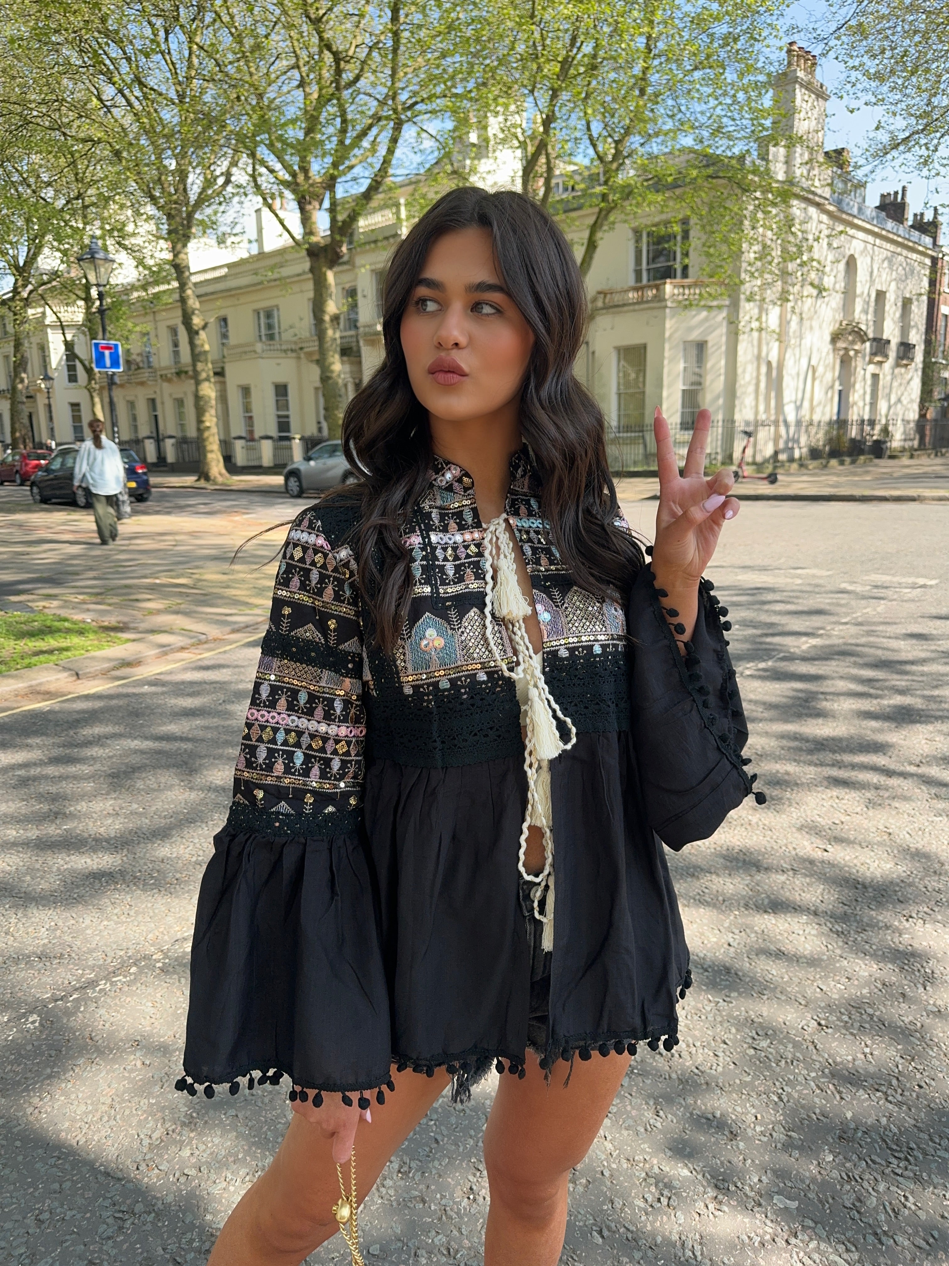 HARPER Embroidered jacket - BLACK