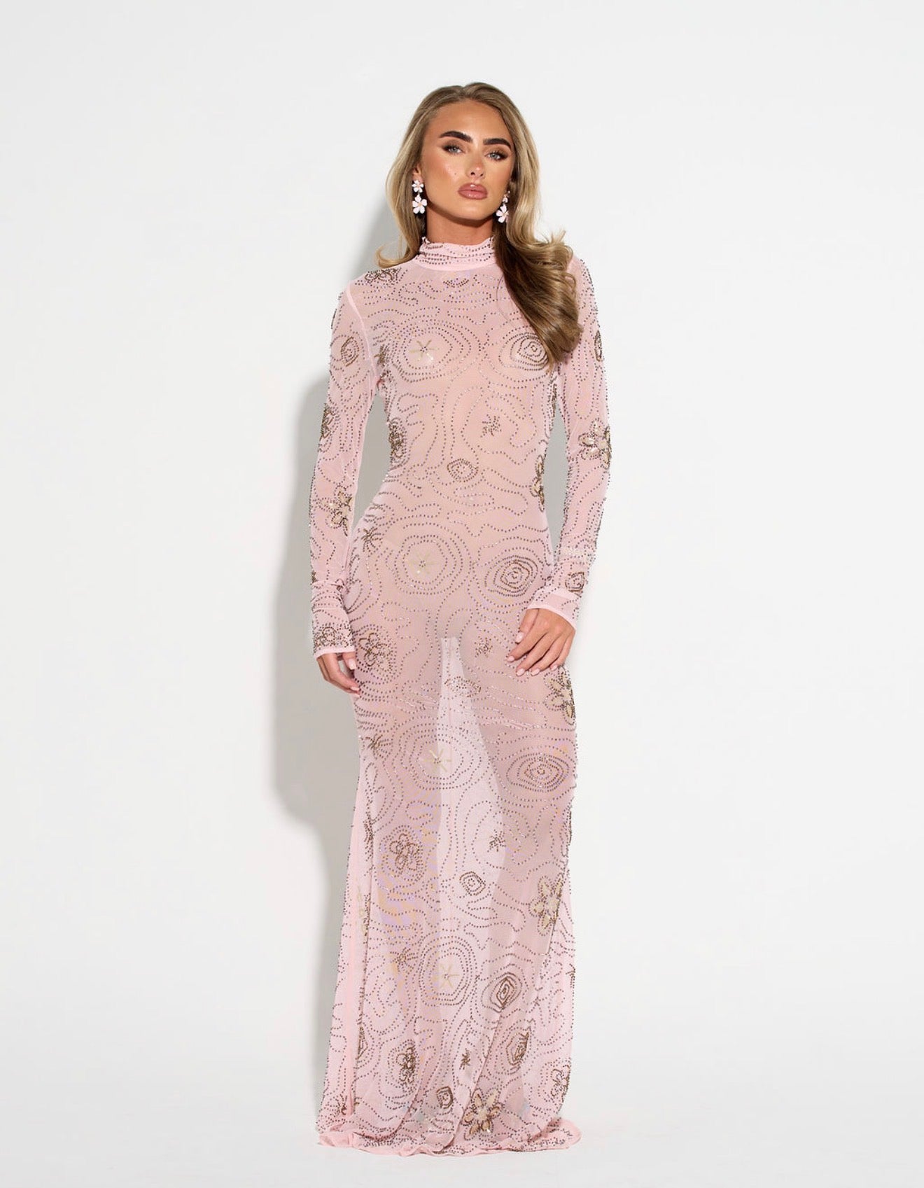 SERAPHINA Embellished Mesh Maxi