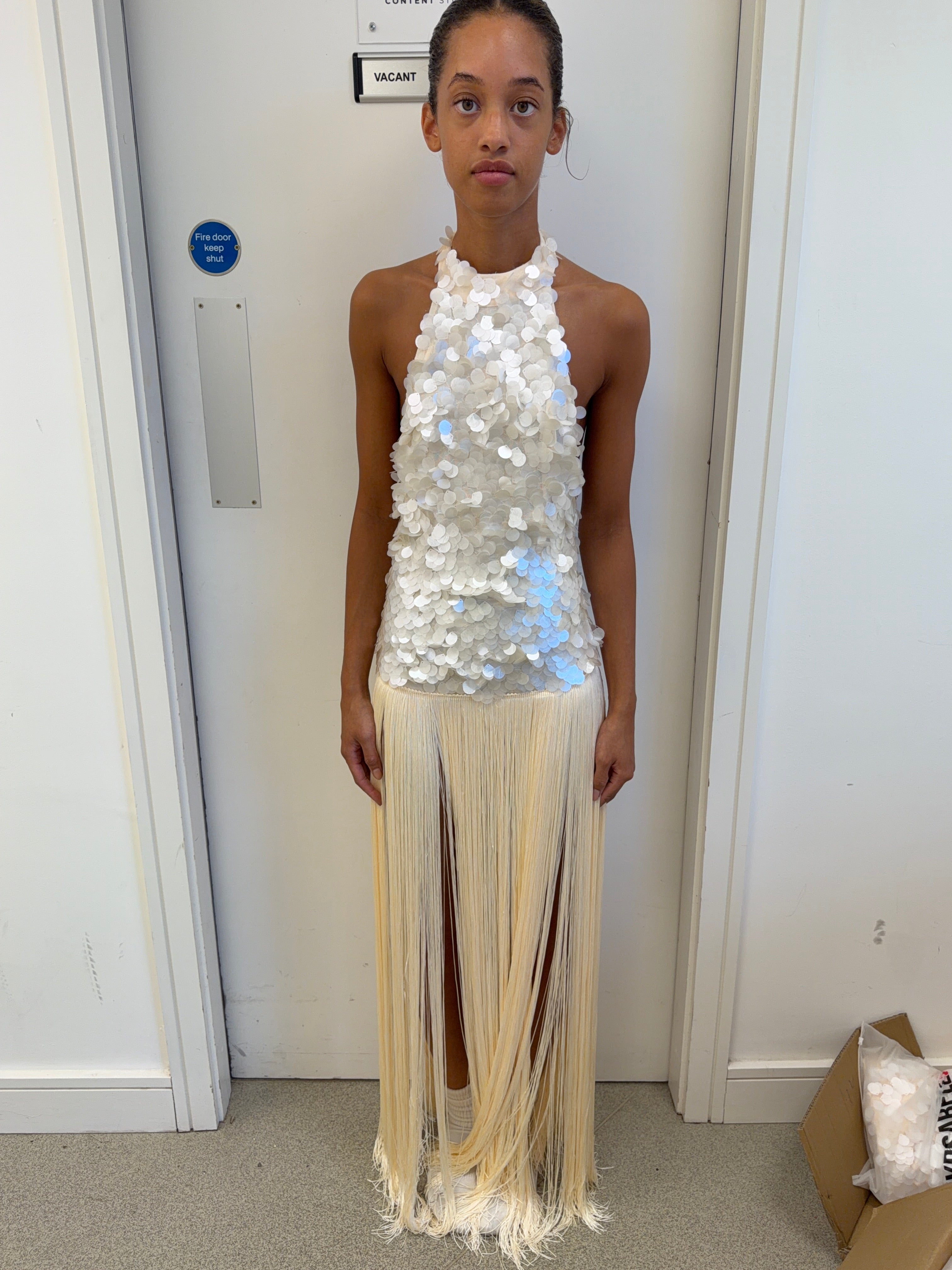 APHRODITE Sequin Fringed Dress (CREAM)