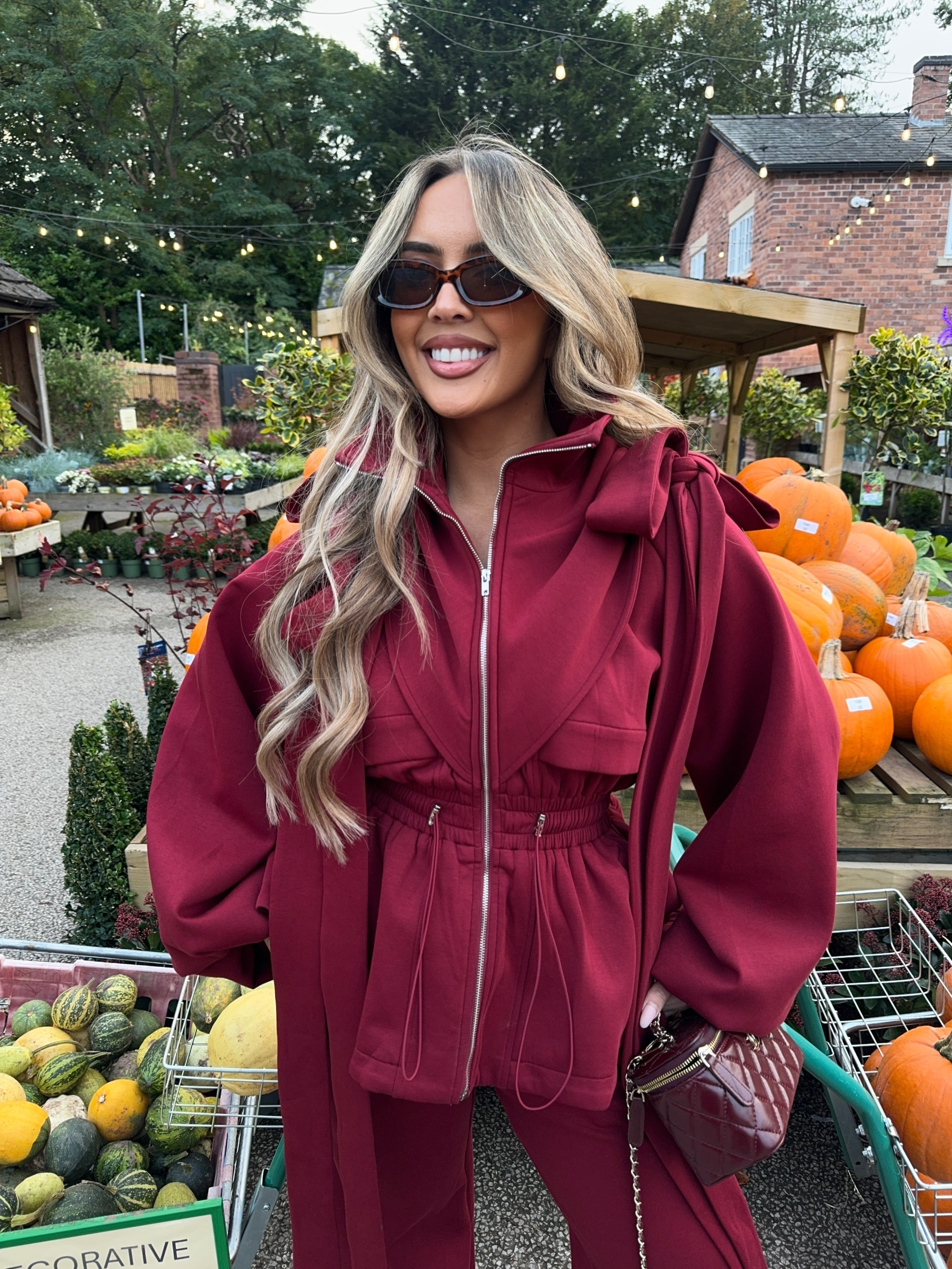 ‘BEAU’ BURGUNDY BOW JACKET (PRE-ORDER)
