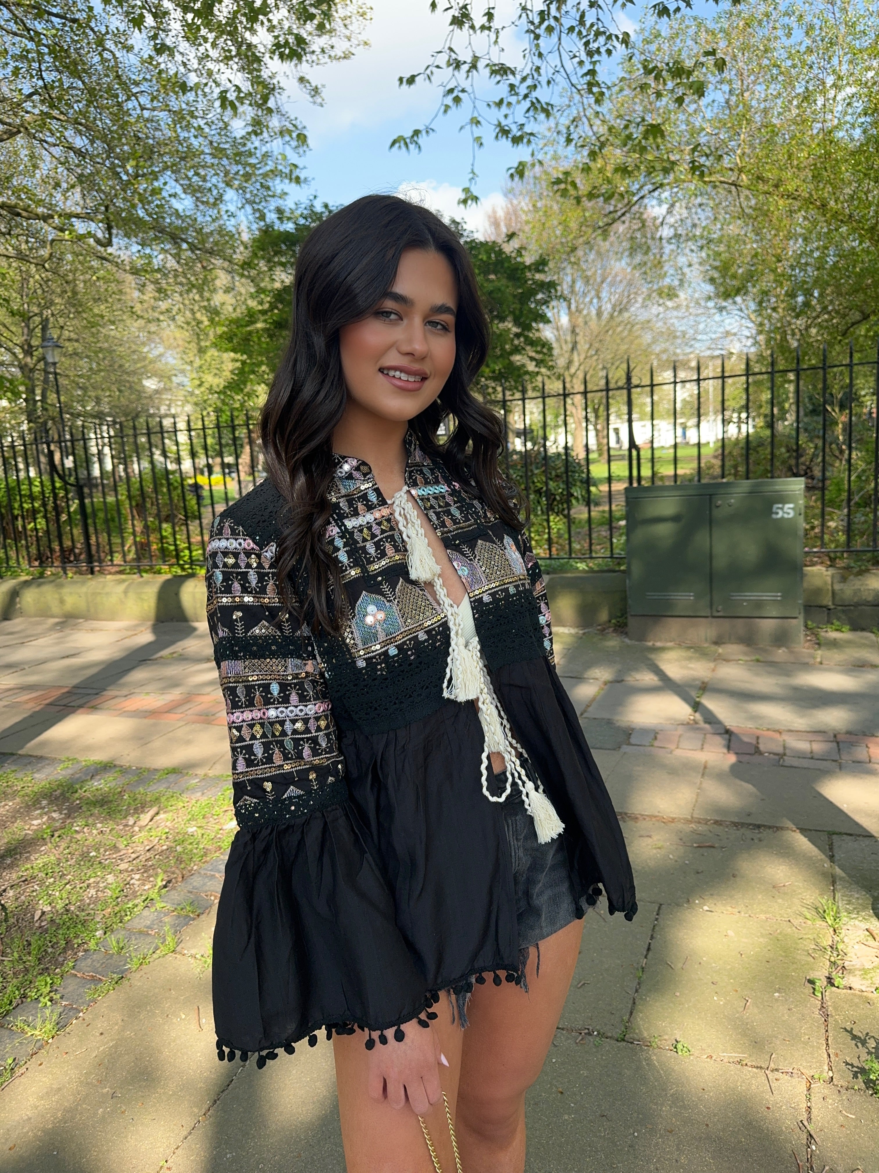 HARPER Embroidered jacket - BLACK