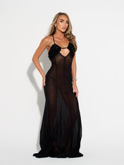 XANTHE Sequin Mesh Maxi (BLACK)