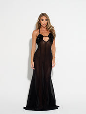 XANTHE Sequin Mesh Maxi (BLACK)