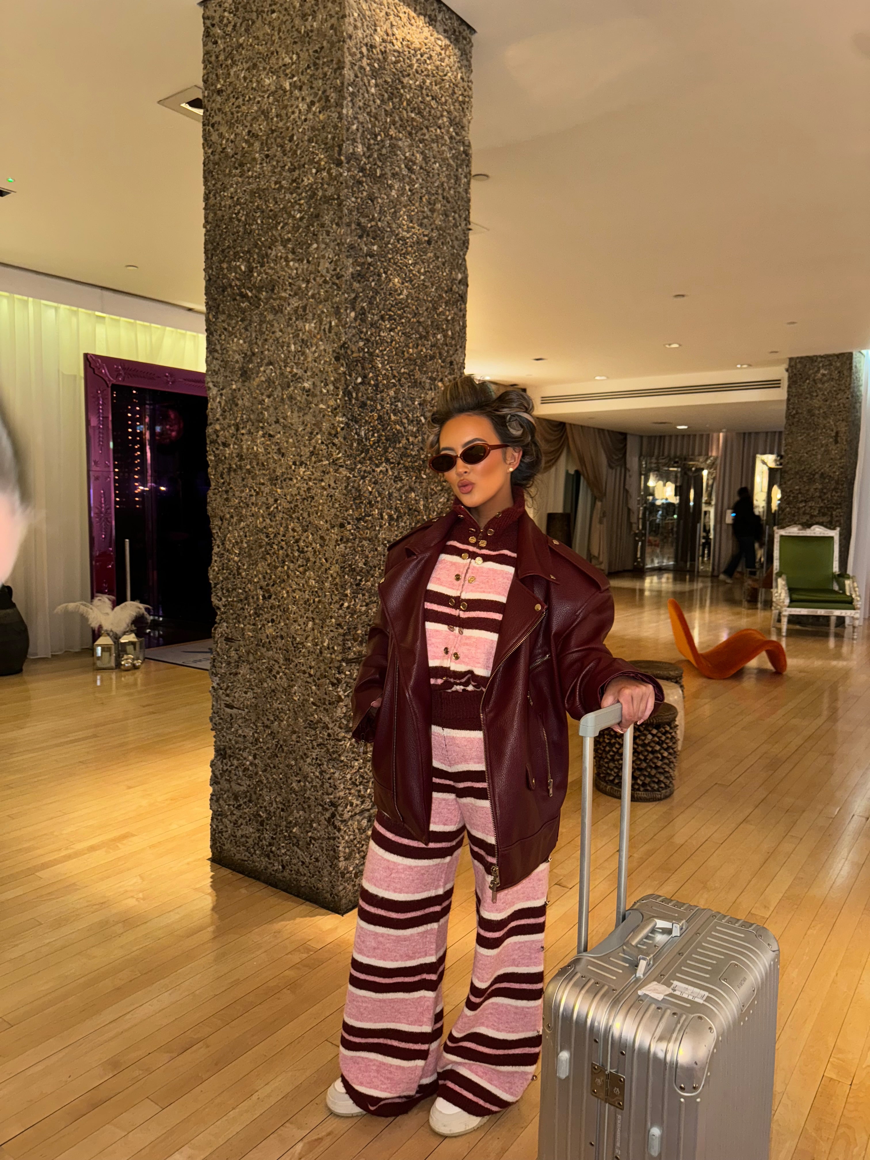 ‘ROSÉ’ STRIPE KNIT TROUSERS (REGULAR)