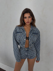 ‘SAINT’ DIAMANTÉ DENIM CO ORD (PRE-ORDER)