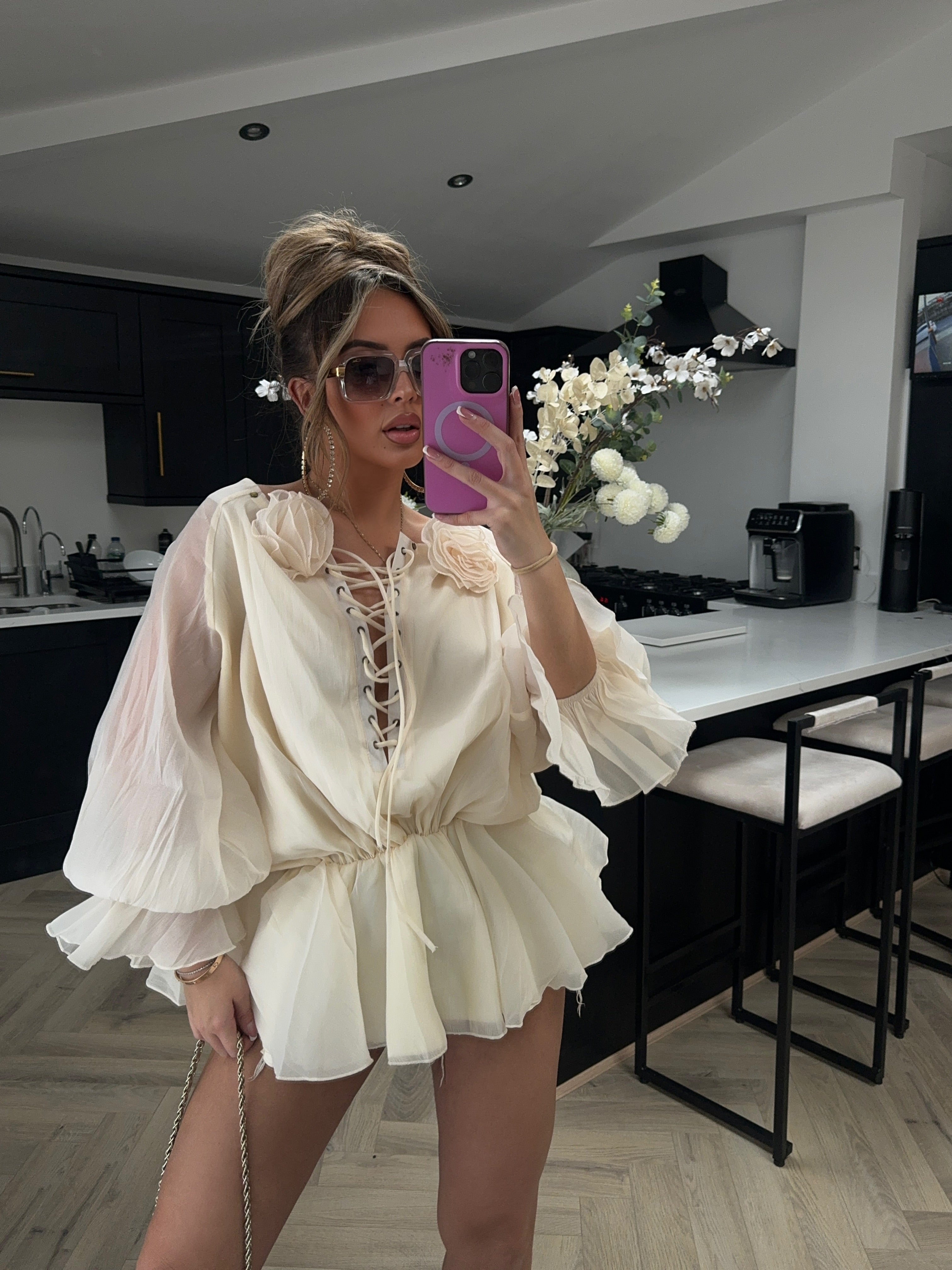 MARGOT Organza Blouse - (VANILLA)