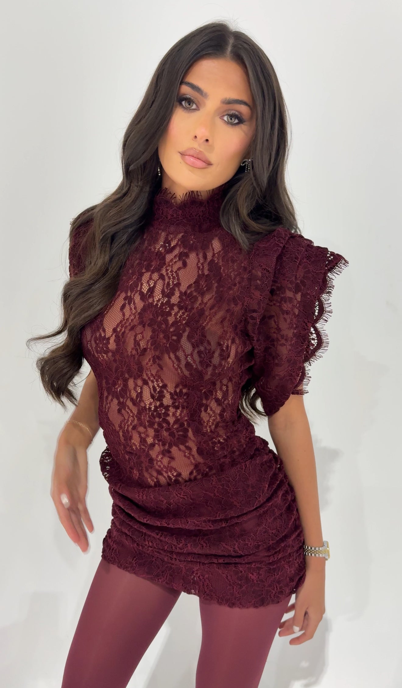 VICTORIA Burgundy Lace Dress