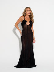 XANTHE Sequin Mesh Maxi (BLACK)