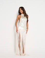 APHRODITE Sequin Fringed Dress (WHITE)