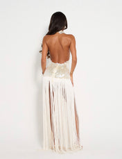APHRODITE Sequin Fringed Dress (WHITE)