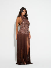 APHRODITE Sequin Fringed Dress (CHOCOLATE)