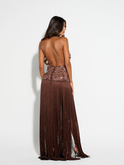 APHRODITE Sequin Fringed Dress (CHOCOLATE)