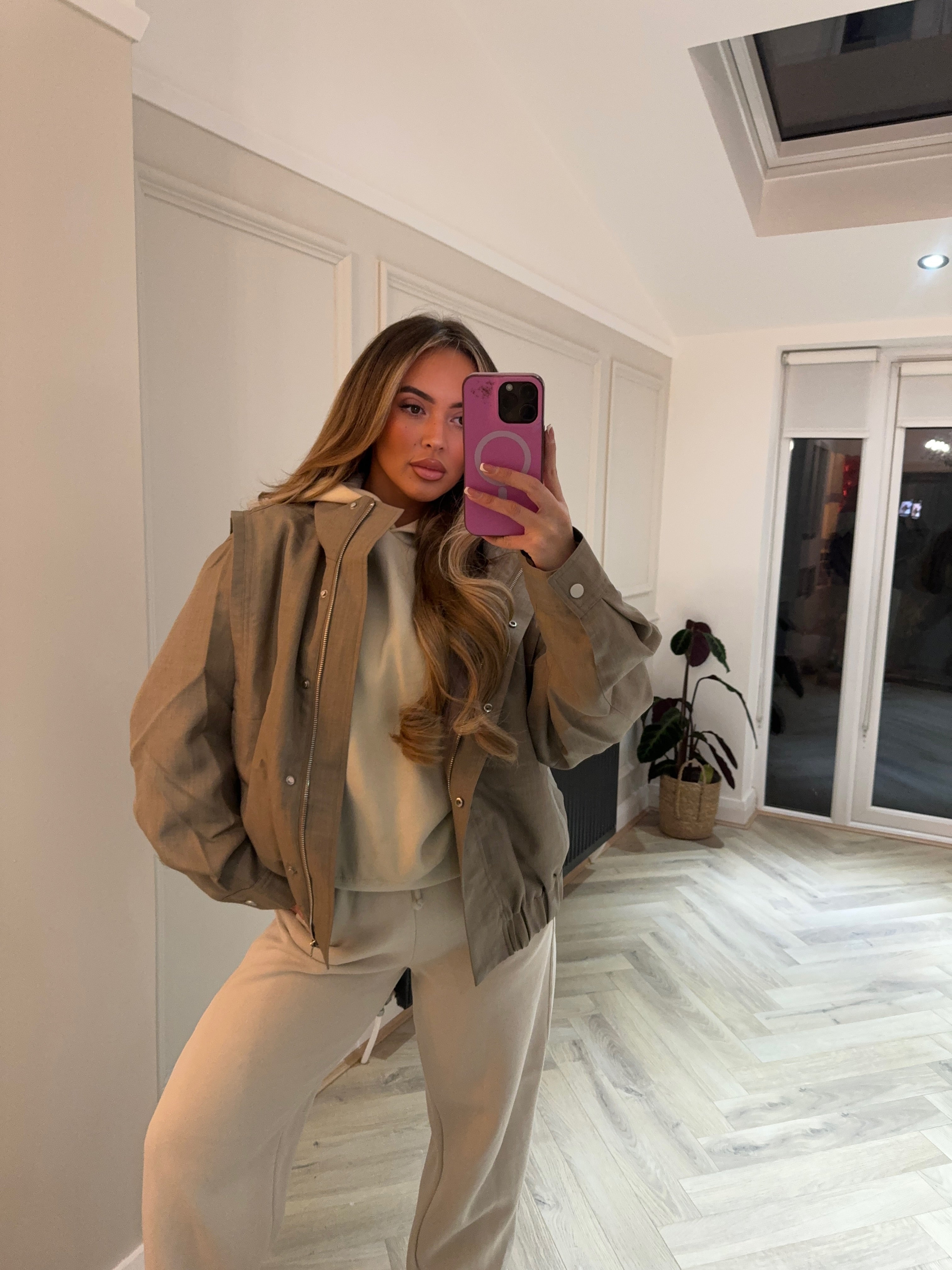 RENEE Tailored Bomber Jacket - Taupe