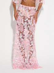 AMIRA Pink Embellished Maxi Skirt