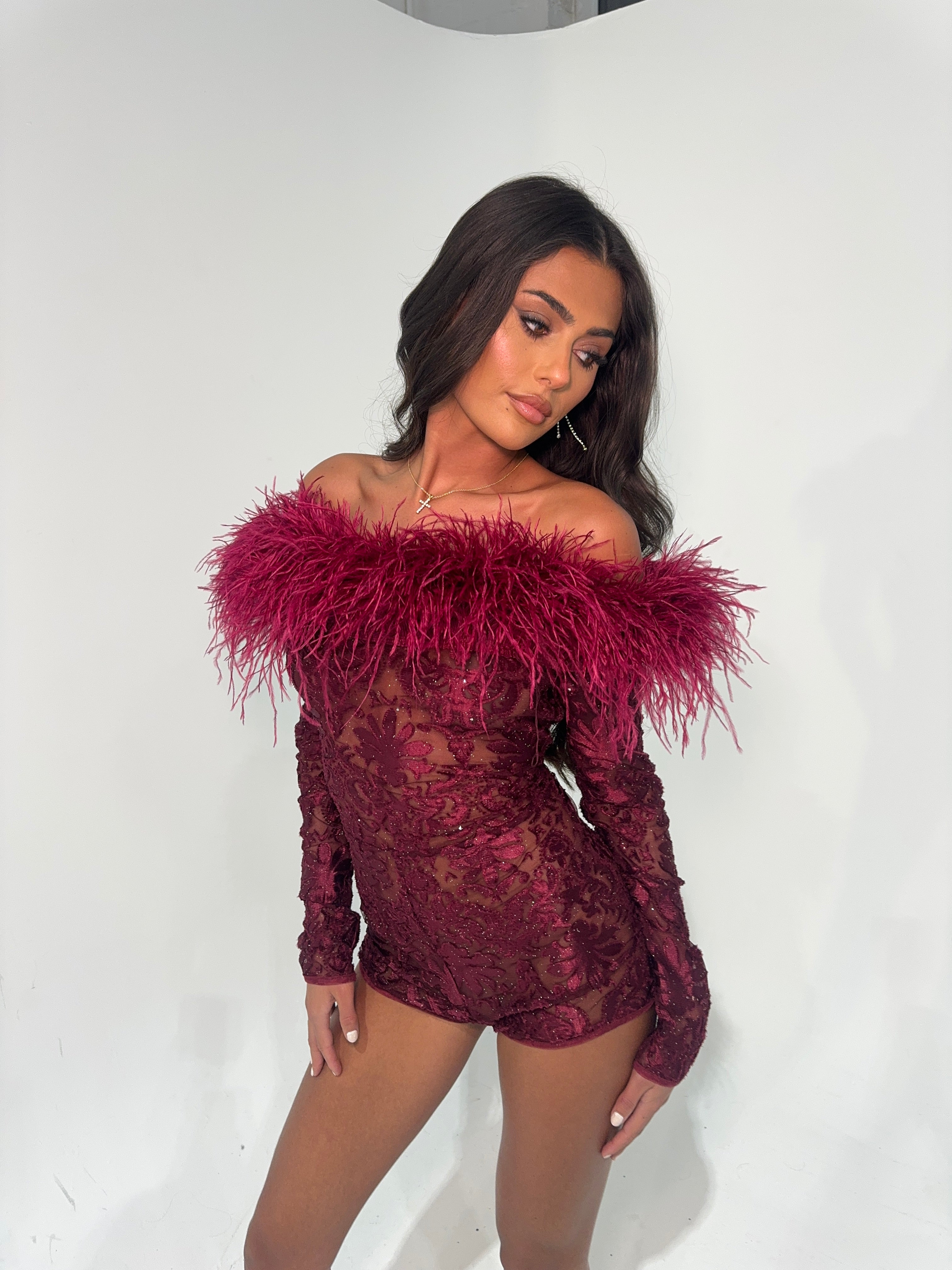 HEATHER PLAYSUIT - BURGUNDY