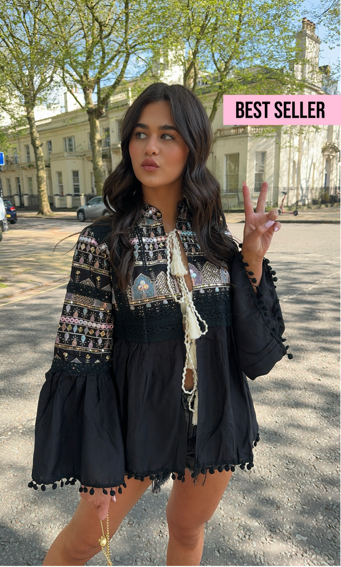 HARPER Embroidered jacket - BLACK