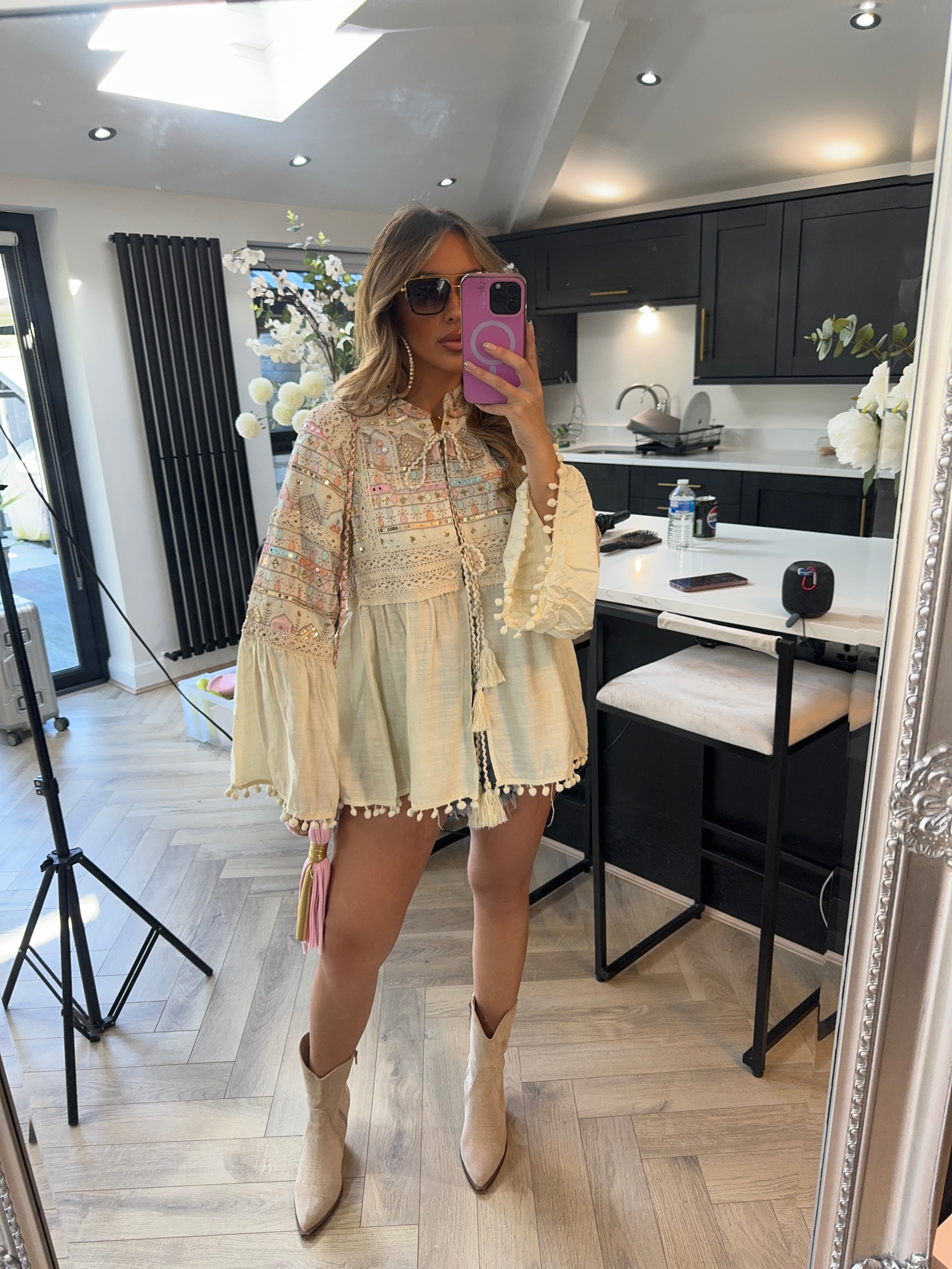 HARPER Embroidered jacket - CREAM