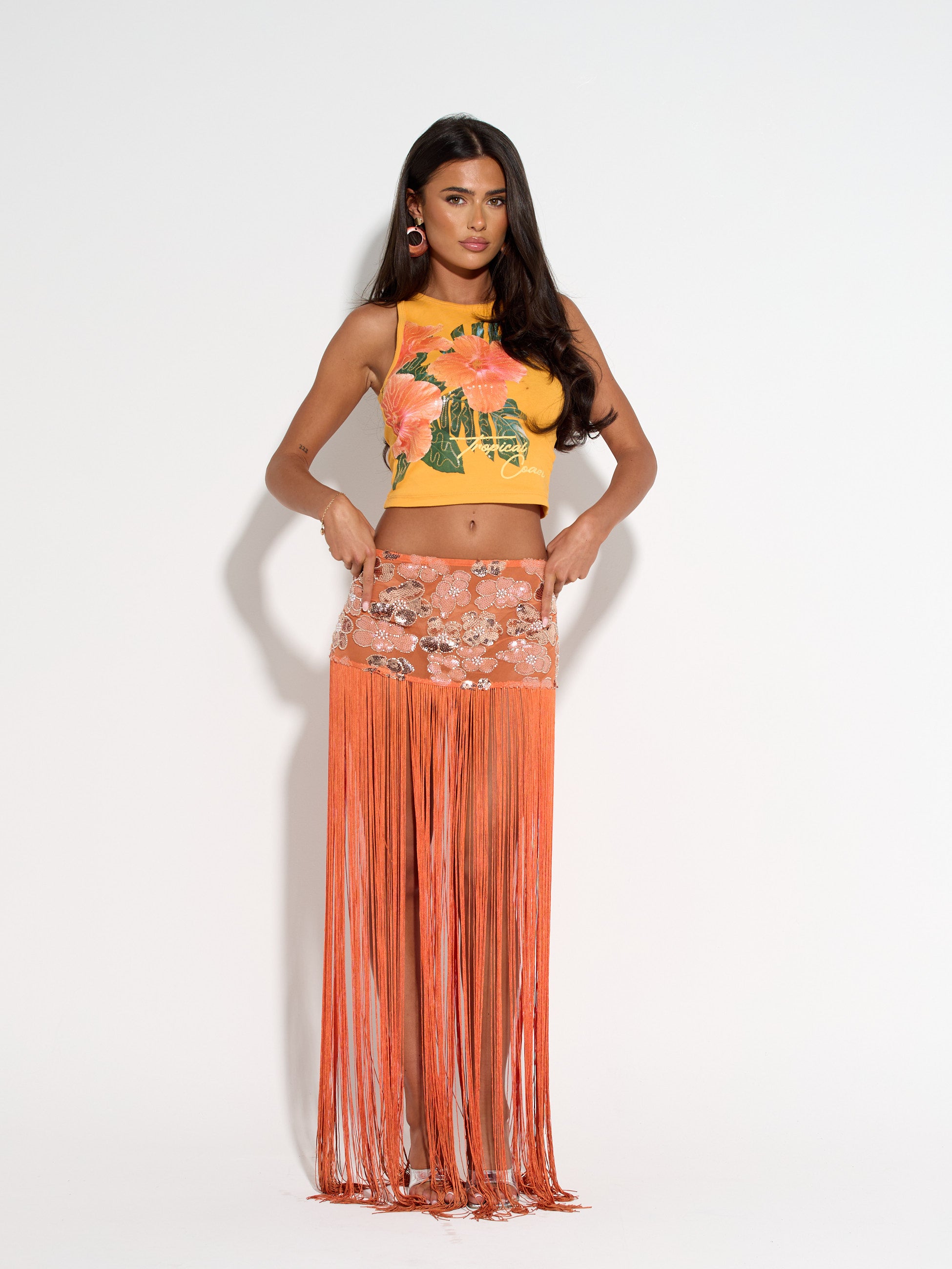 PAPAYA TASSEL SKIRT