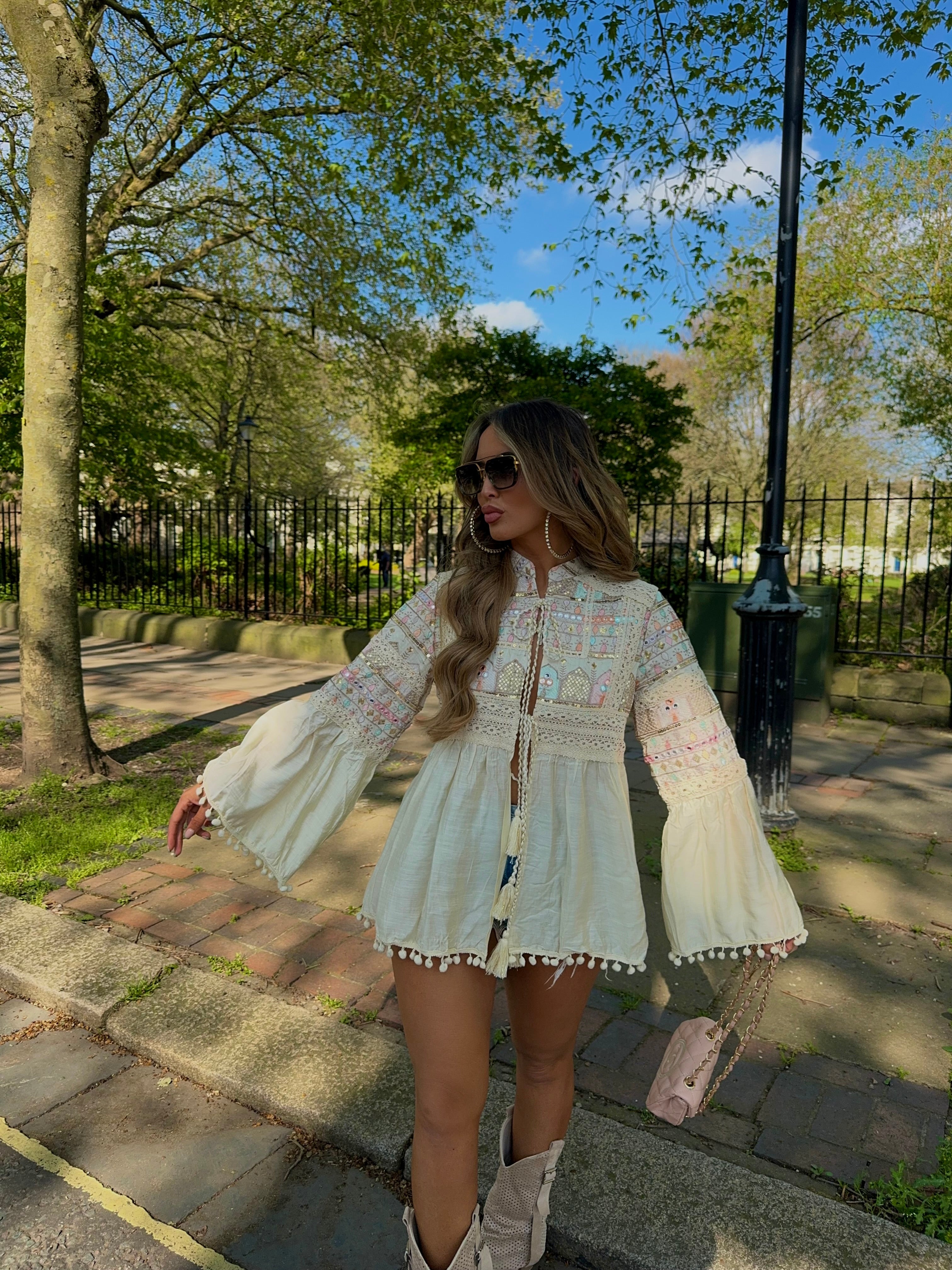 HARPER Embroidered jacket - CREAM