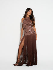 APHRODITE Sequin Fringed Dress (CHOCOLATE)