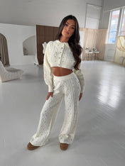 AURORA IVORY CABLE KNIT CARDIGAN