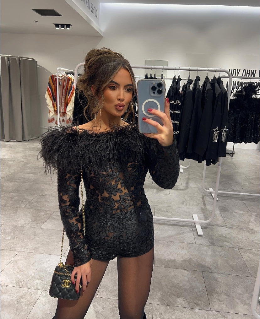 HEATHER PLAYSUIT - BLACK