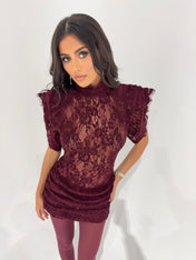 VICTORIA Burgundy Lace Dress