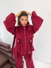 BURGUNDY BOW JACKET (PRE-ORDER)