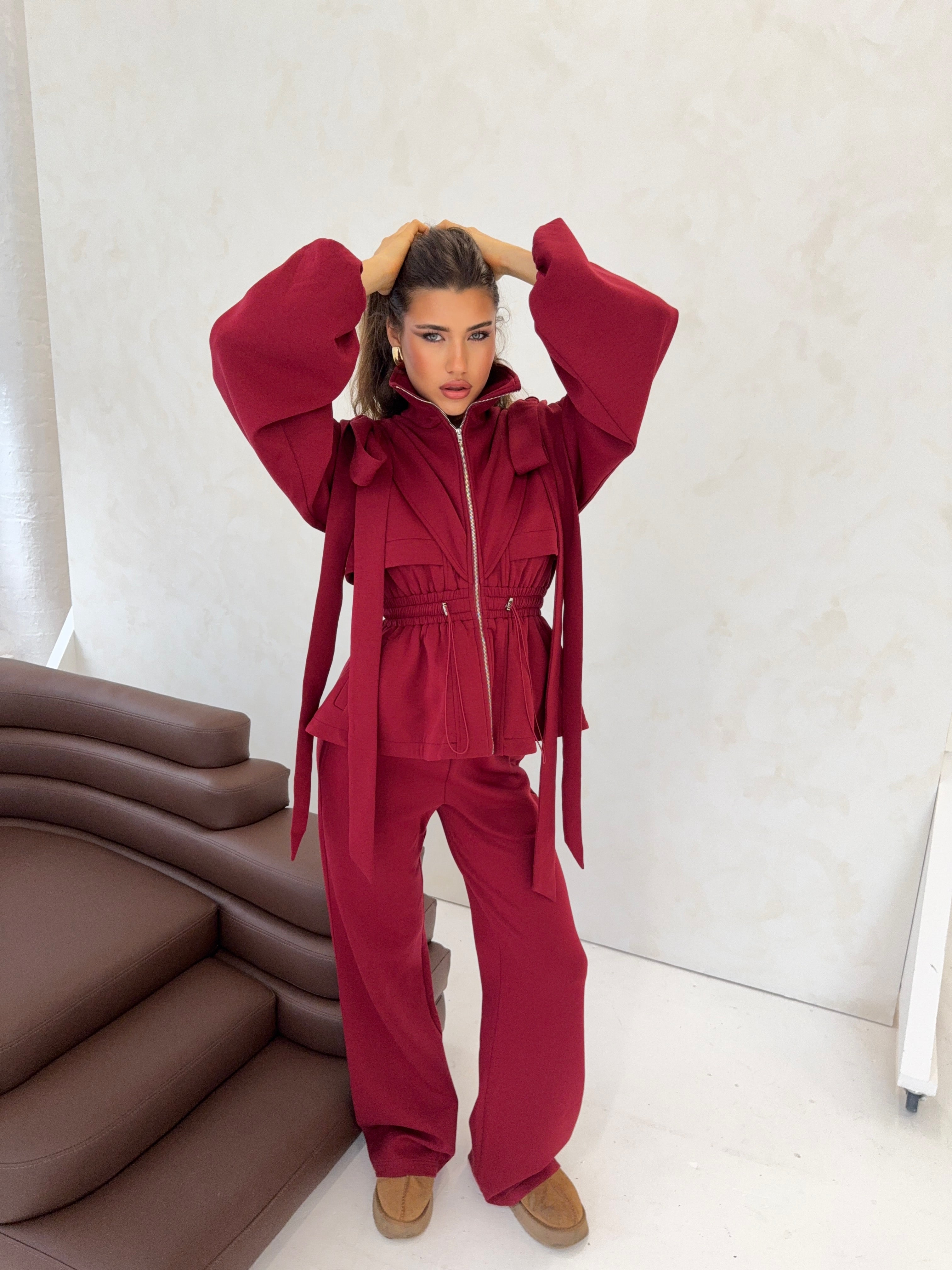 BURGUNDY BOW JACKET (PRE-ORDER)