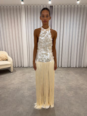 APHRODITE Sequin Fringed Dress (CREAM)
