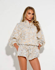 DAHLIA BLUE EMBELLISHED JACKET