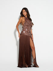 APHRODITE Sequin Fringed Dress (CHOCOLATE)