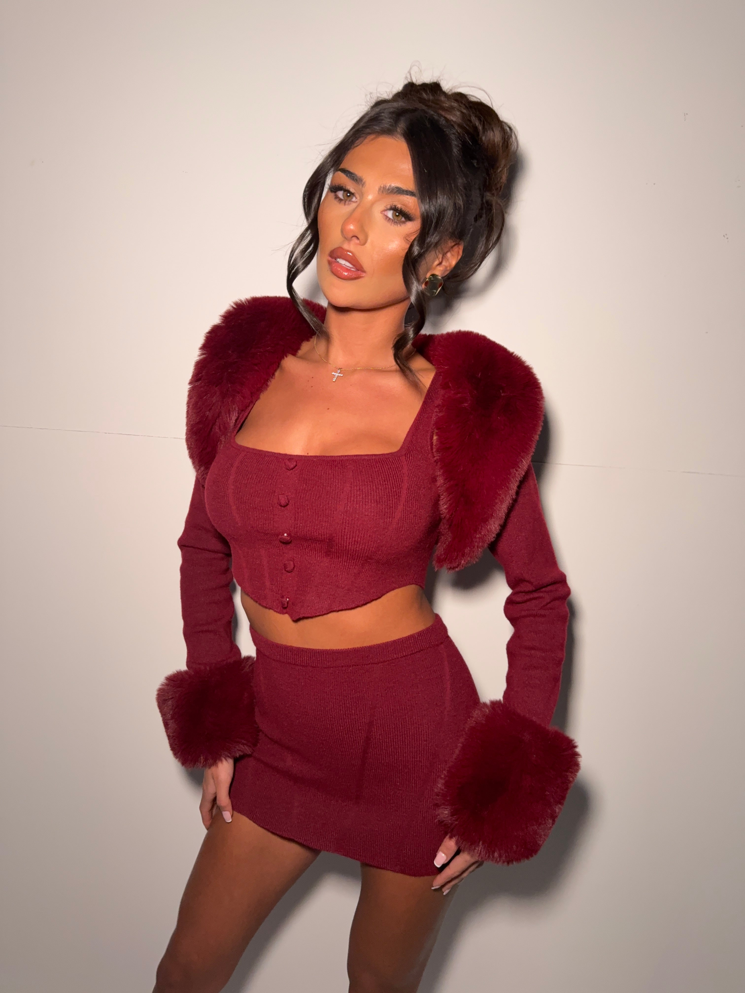 LOVERGIRL TOP & SHRUG (CHERRY)