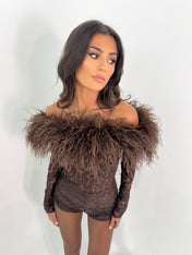 HEATHER PLAYSUIT - BROWN