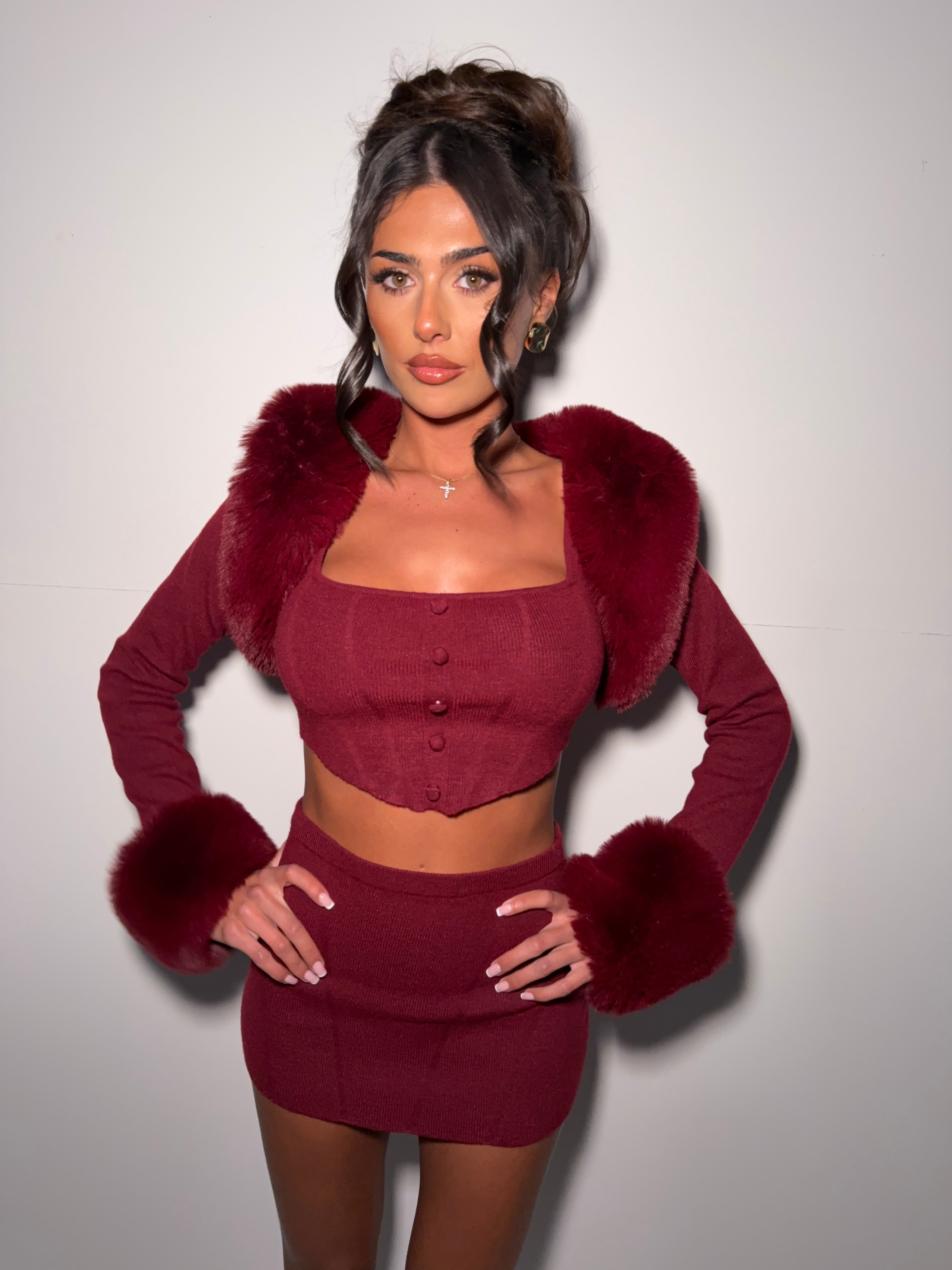 LOVERGIRL TOP & SHRUG (CHERRY)