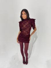 VICTORIA Burgundy Lace Dress