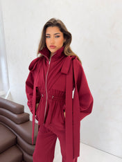 BURGUNDY BOW JACKET (PRE-ORDER)