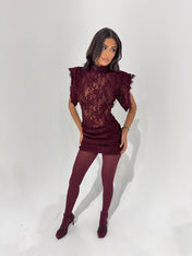 VICTORIA Burgundy Lace Dress