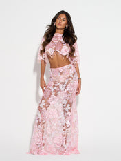 AMIRA Pink Embellished Maxi Skirt