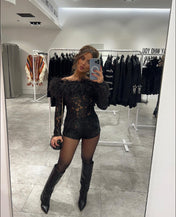 HEATHER PLAYSUIT - BLACK