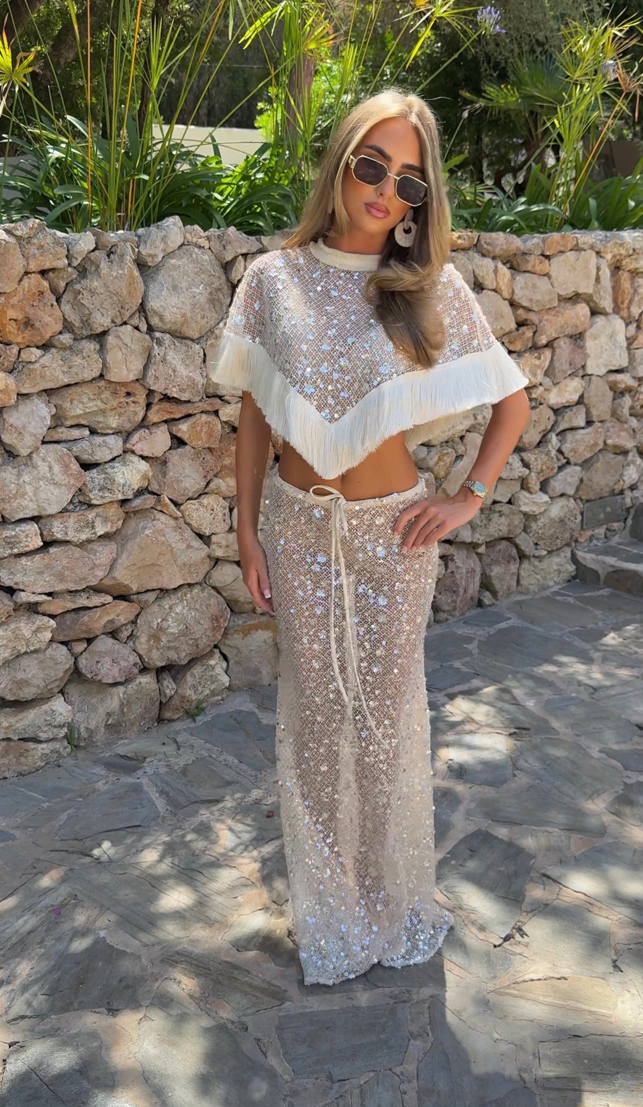 SOLEIL Embellished Maxi Skirt