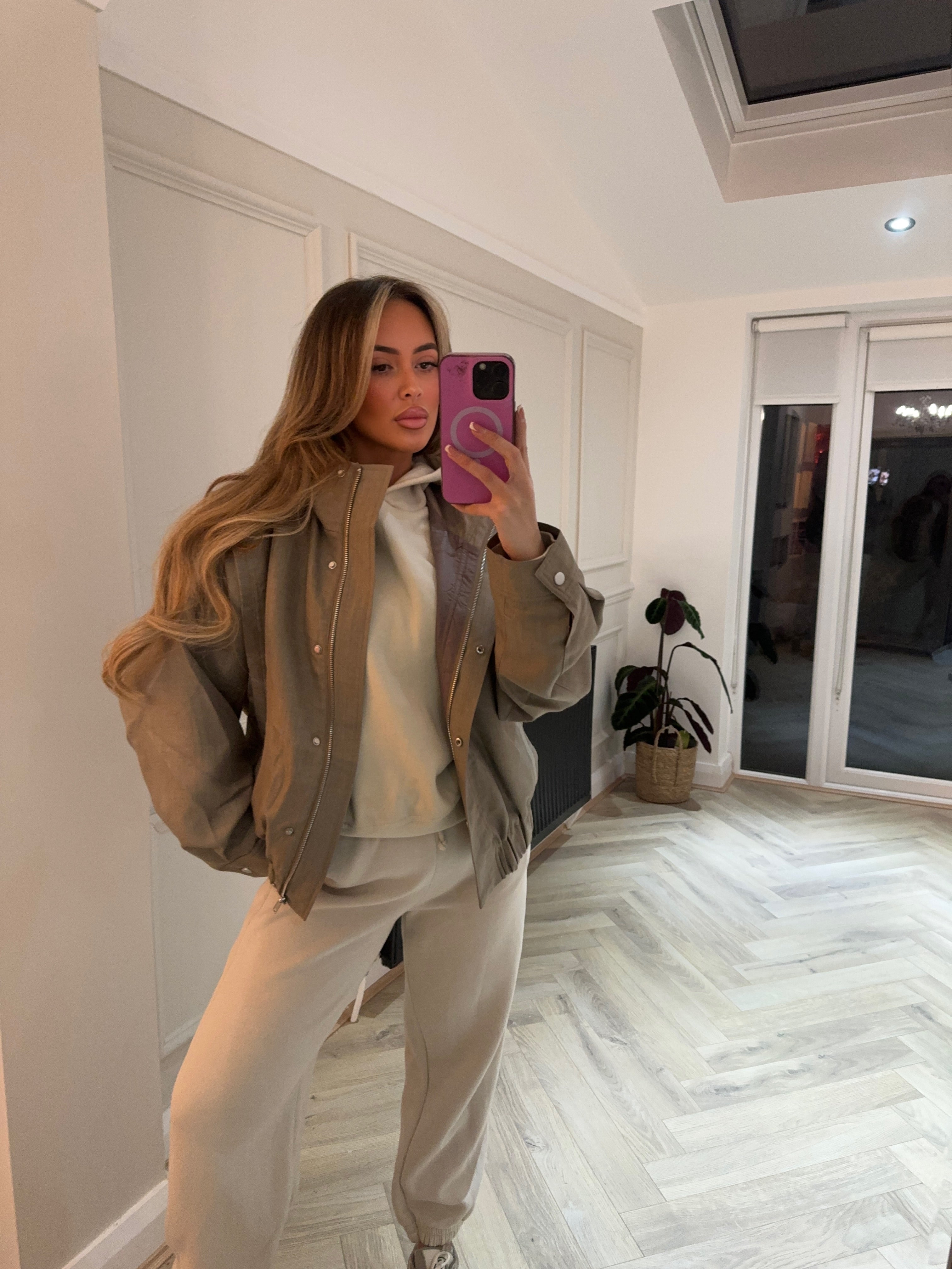 RENEE Tailored Bomber Jacket - Taupe