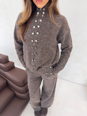 ‘MAUVE’ CHOCOLATE KNIT TROUSERS (TALL)
