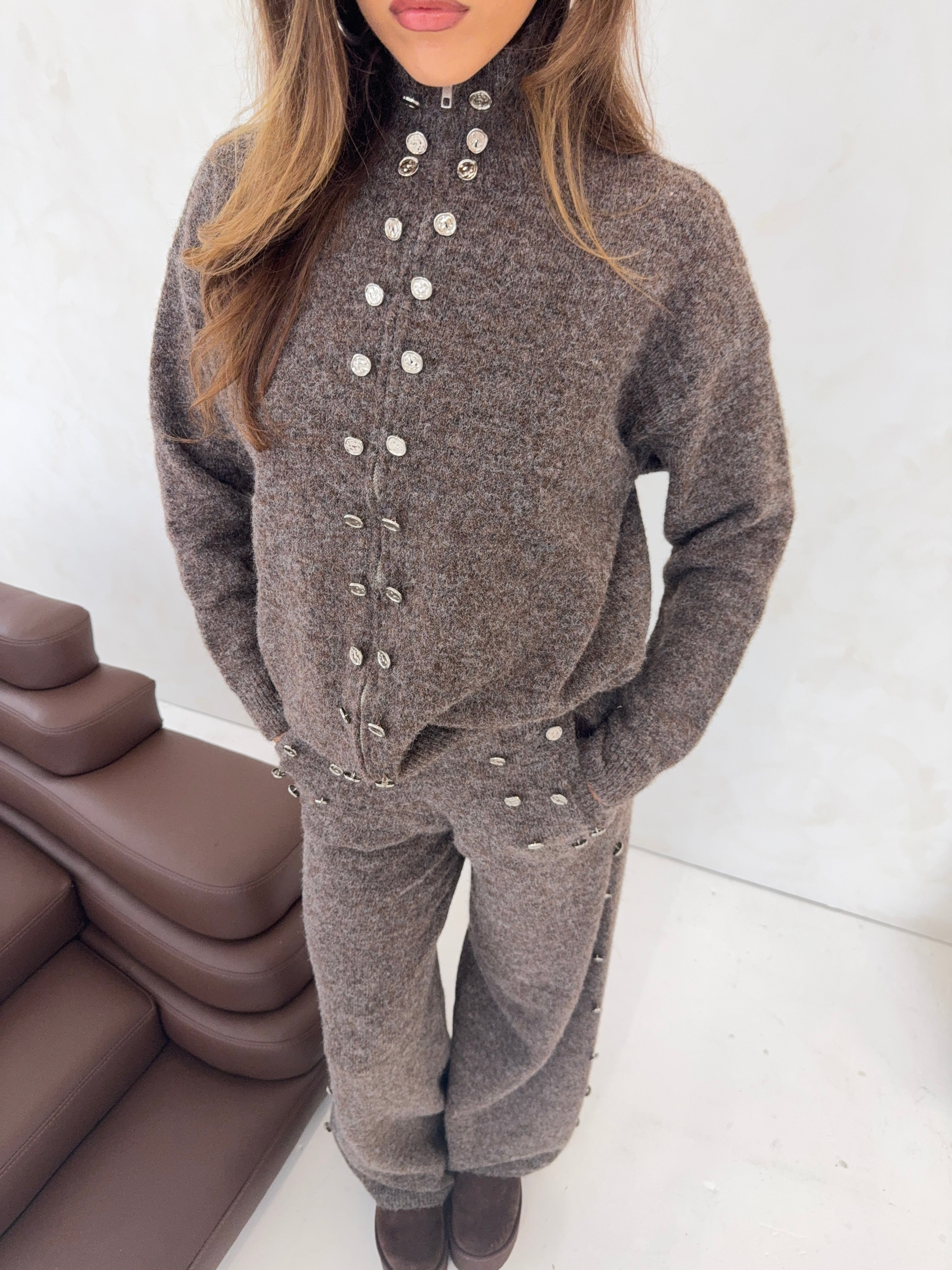 ‘MAUVE’ CHOCOLATE KNIT TROUSERS (TALL)