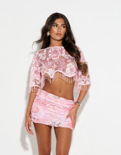 AMIRA Pink Embellished Skirt