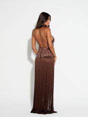 APHRODITE Sequin Fringed Dress (CHOCOLATE)