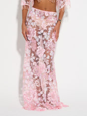 AMIRA Pink Embellished Maxi Skirt